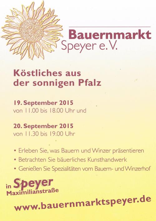Flugblatt des Bauernmarkts in Speyer